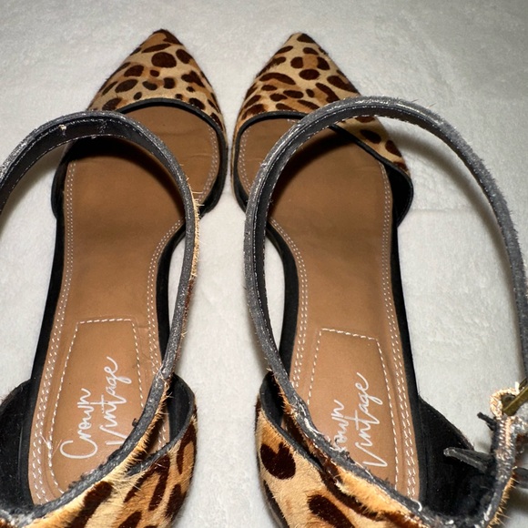 Crown Vintage Animal Print Heels faux fir sz 11 - Picture 4 of 7